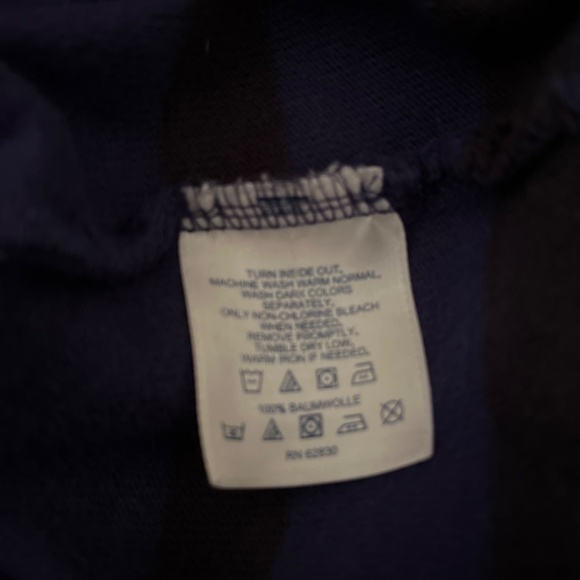 Vintage Lands' End Men’s Rugby Shirt, Blue/Black Stripes, Size Medium - Picture 5 of 5